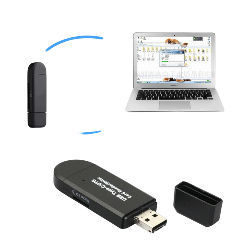 Lecteur de cartes mémoire USB 3-en-1