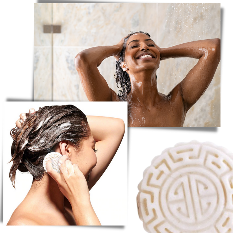Barre de shampooing et d'après-shampooing au riz