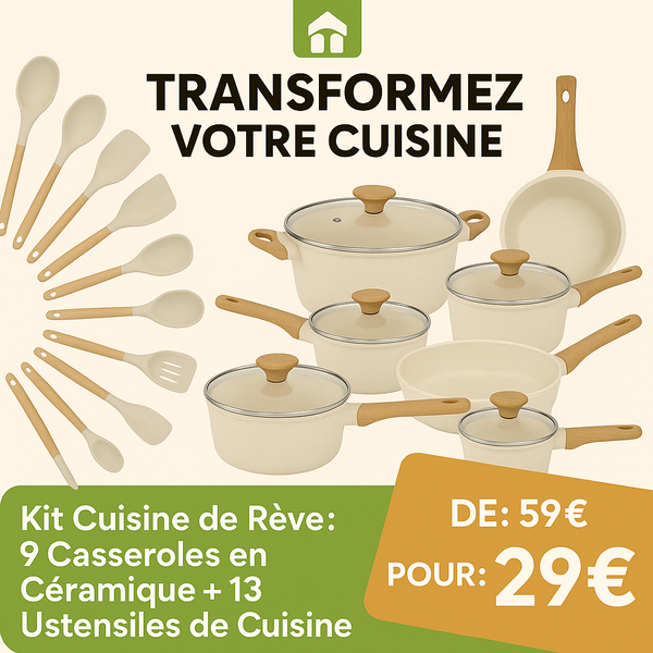 🔥 OFFRE LIMITÉE : 9 Casseroles + 13 Ustensiles Offerts – Derniers Stocks !