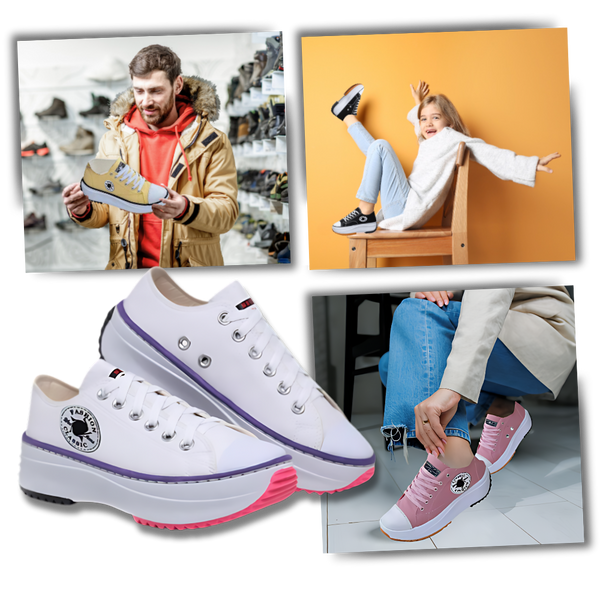 Sneakers anti-dérapantes en toile confortablement surélevées