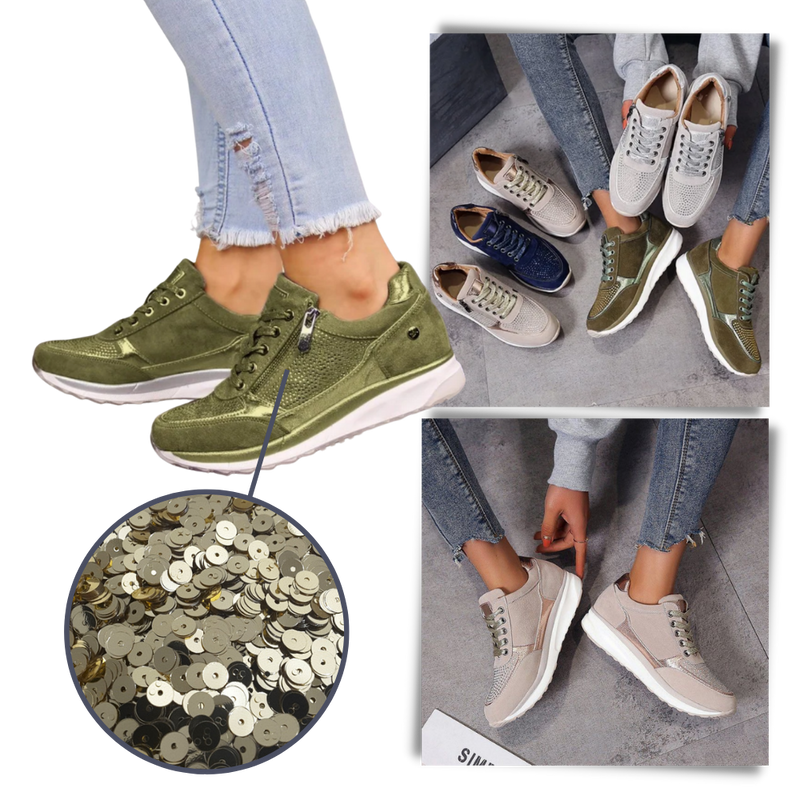 Baskets à semelles compensées avec strass