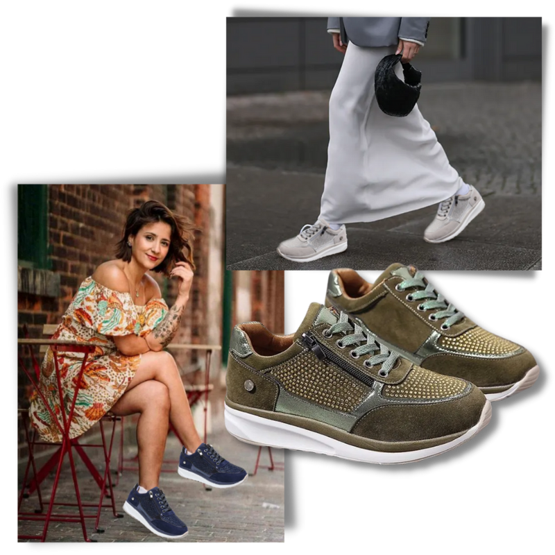 Baskets à semelles compensées avec strass